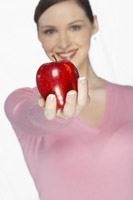 Teacher with apple in hand