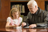 Young Girl with Elderly Grandfather