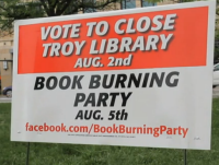 Book Burning Party Sign